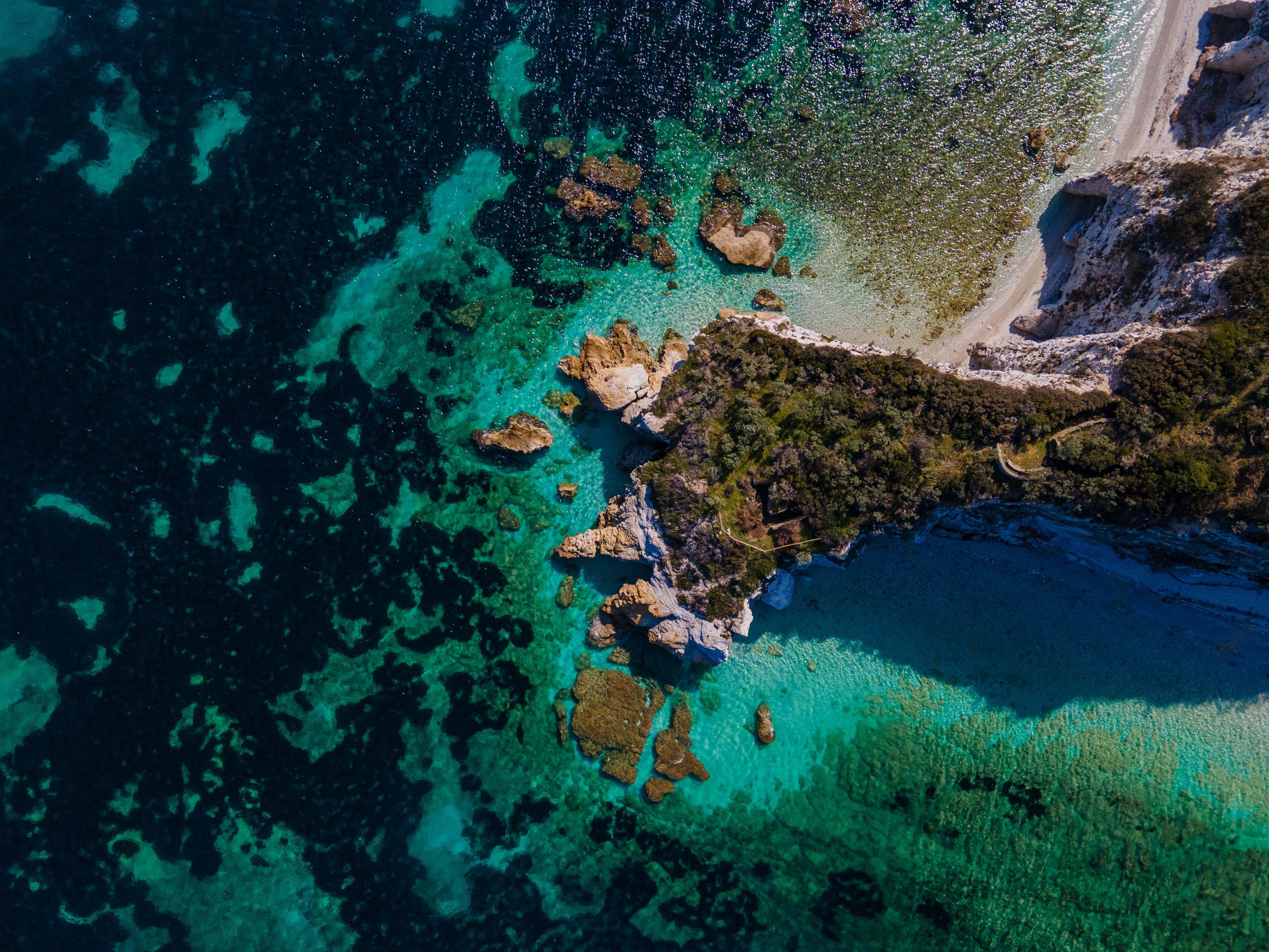 Cala rocciosa con acque trasparenti e fondali visibili — Isola d'Elba, snorkeling